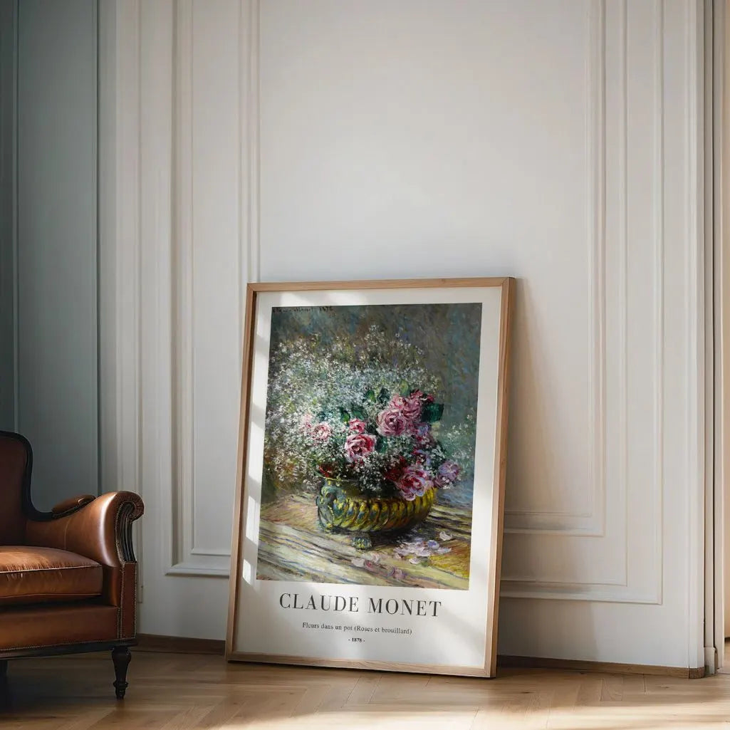 Claude Monet – Rosas en un jarrón Póster