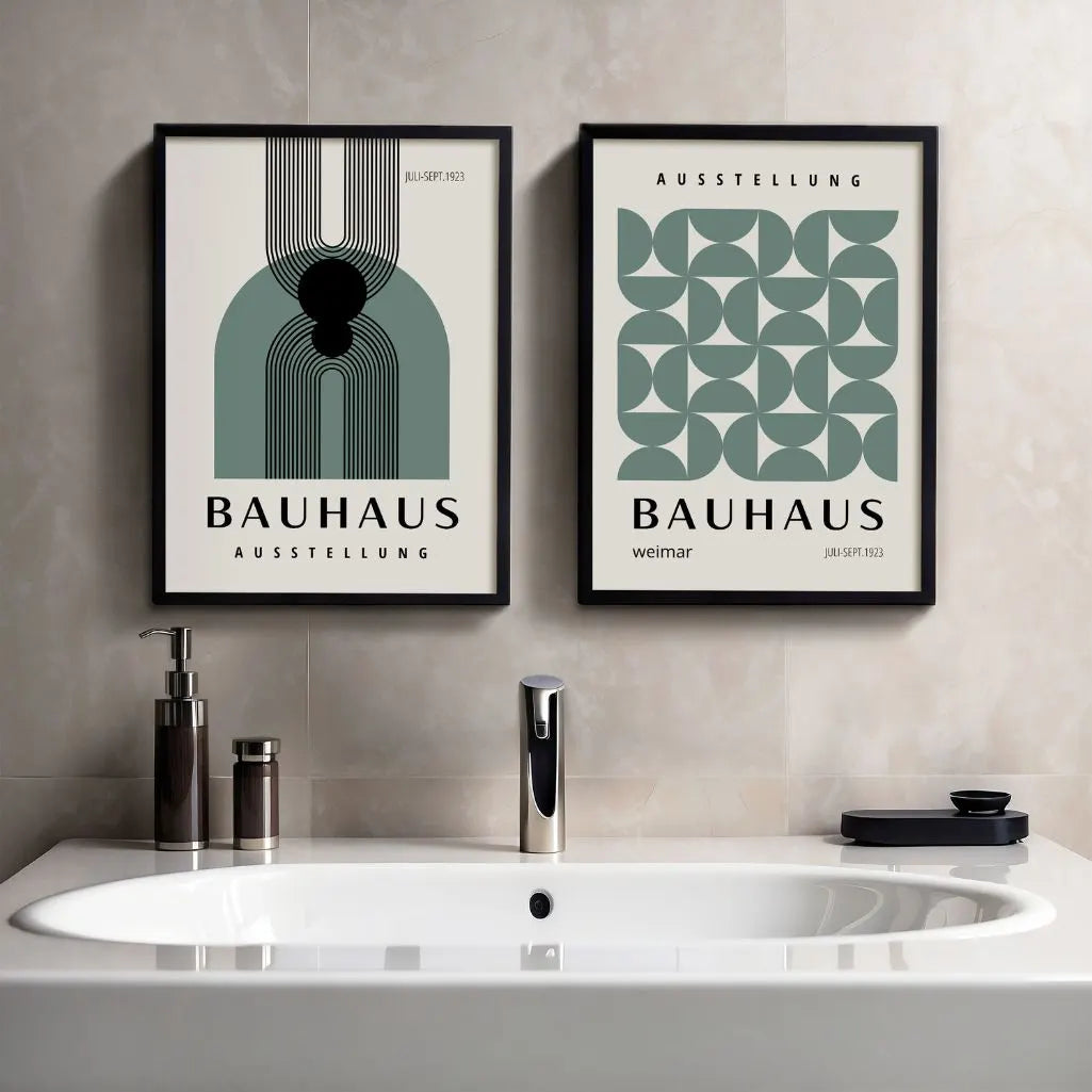 Bauhaus abstractas Verde – Set de 2 pósteres