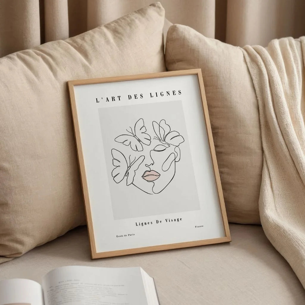 Póster – Rostro con mariposas