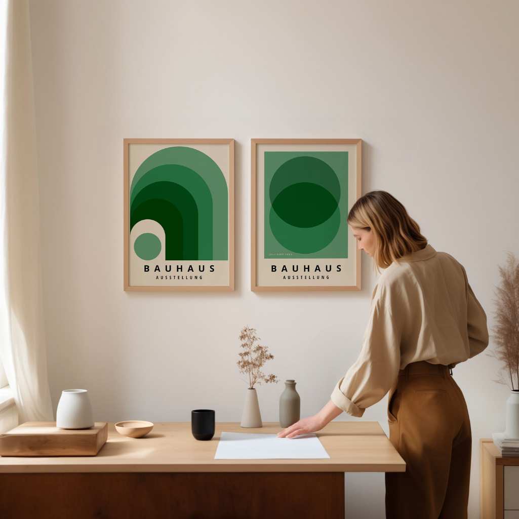 Bauhaus Verde Armonía – Set de 2 pósteres