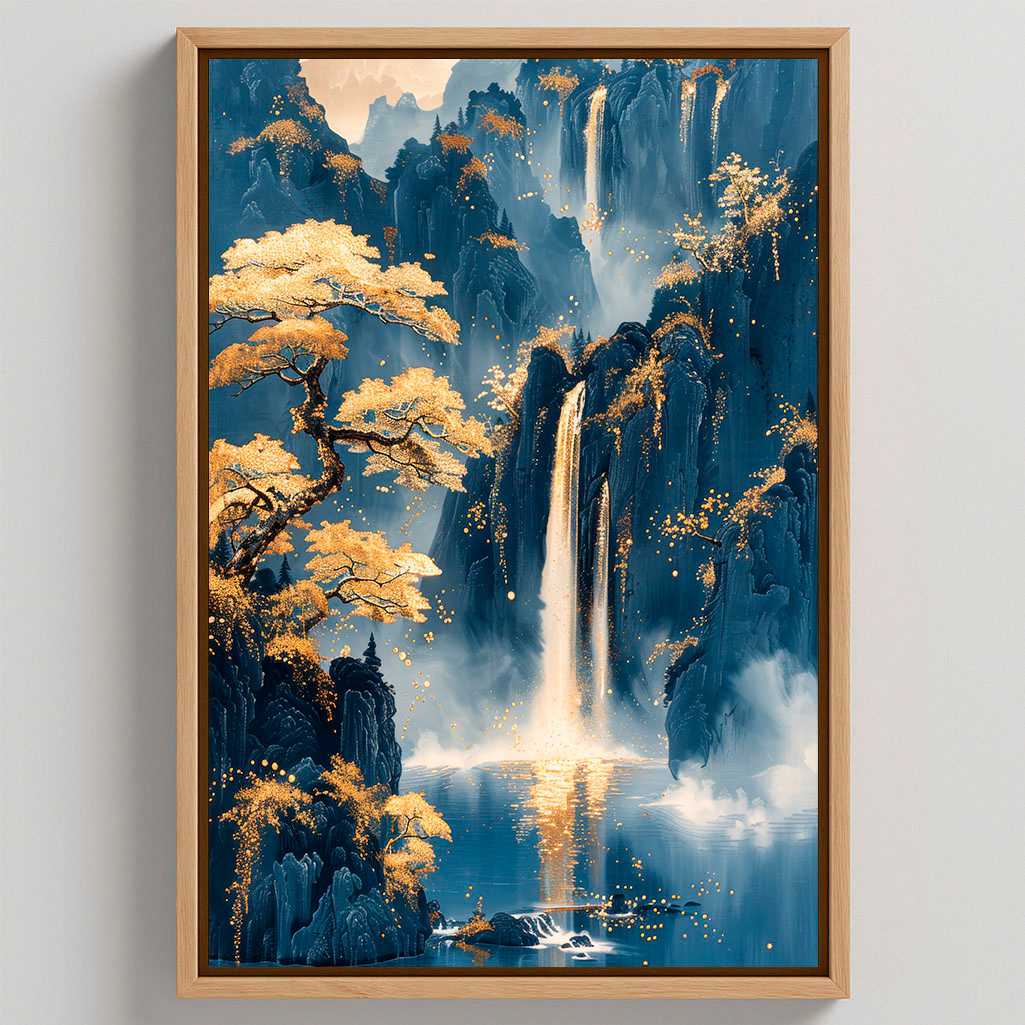 Lienzo enmarcado - Cascadas doradas