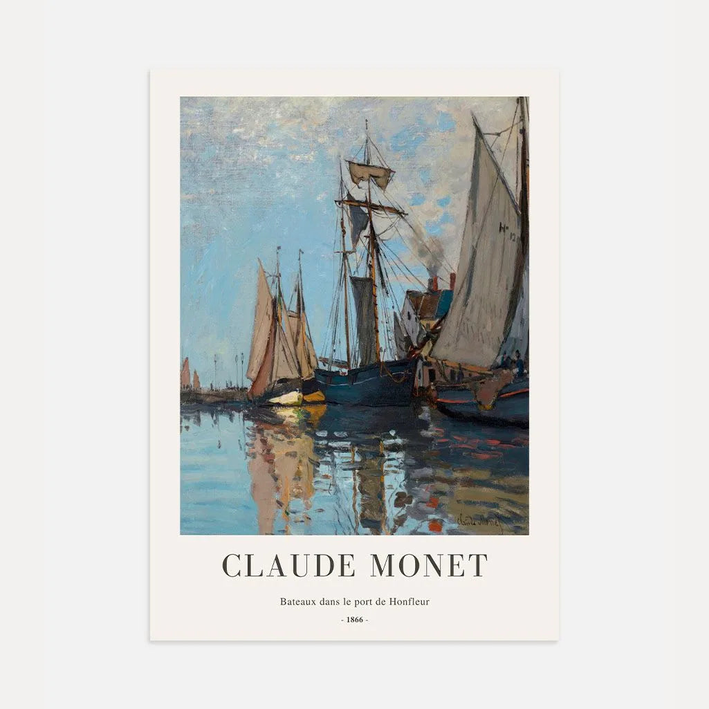 Claude Monet – Barcos en el puerto de Honfleur Póster