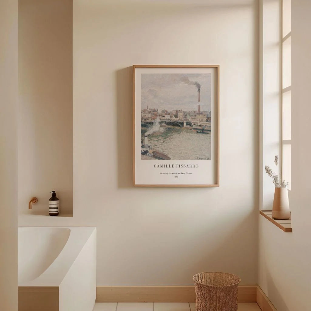 Camille Pissarro – Mañana, día nublado, Ruan Póster
