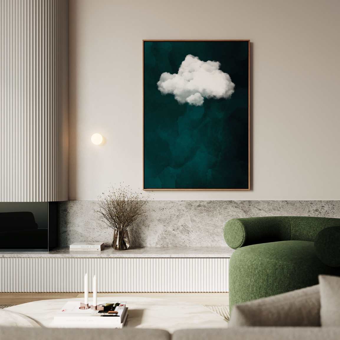 Lienzo enmarcado - Nube minimalista