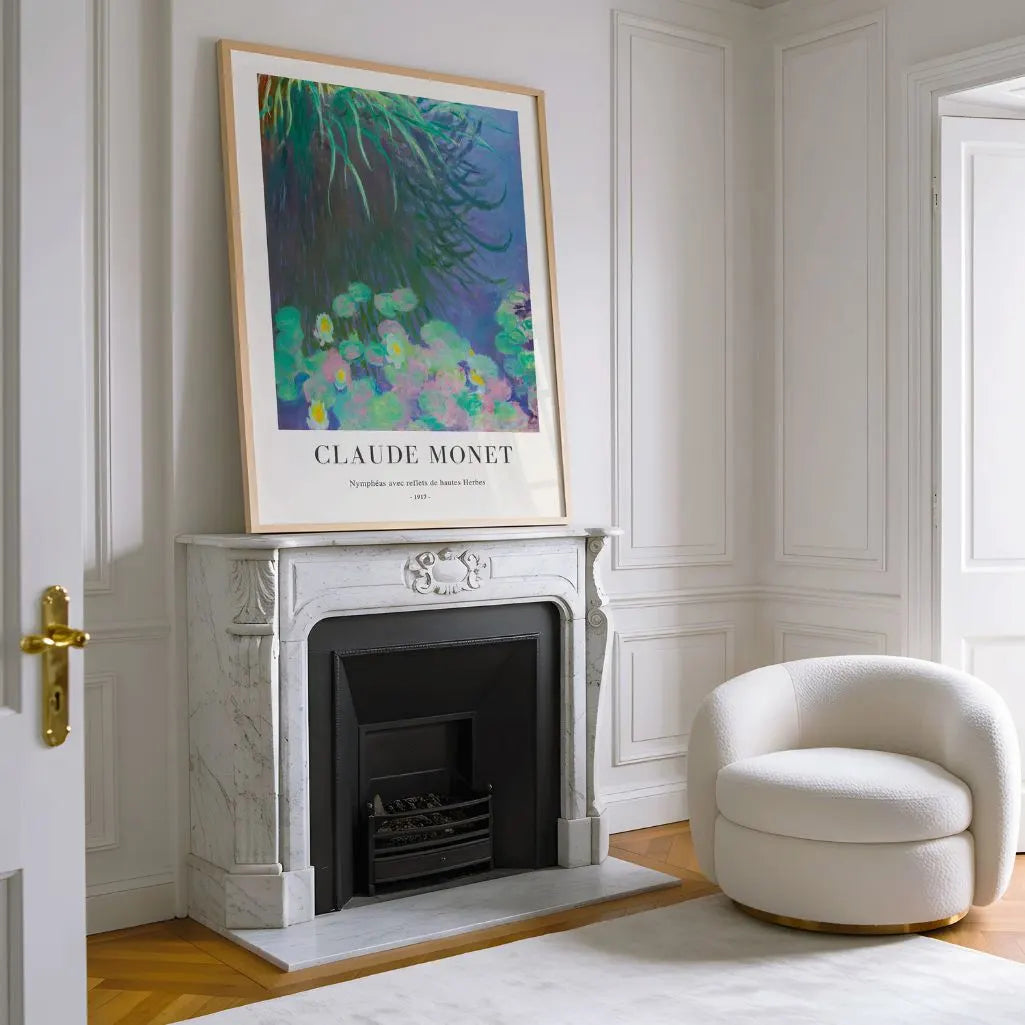Claude Monet – Nenúfares con reflejos de hierbas altas Póster