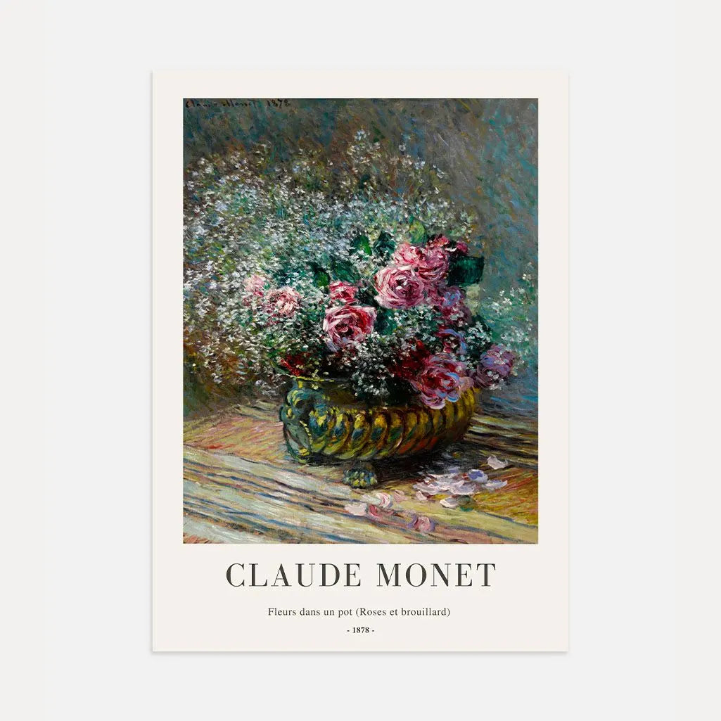 Claude Monet – Rosas en un jarrón Póster