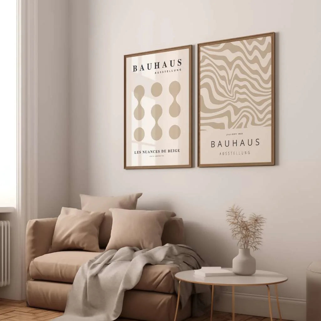 Bauhaus Abstracto Beige – Set de 2 pósteres