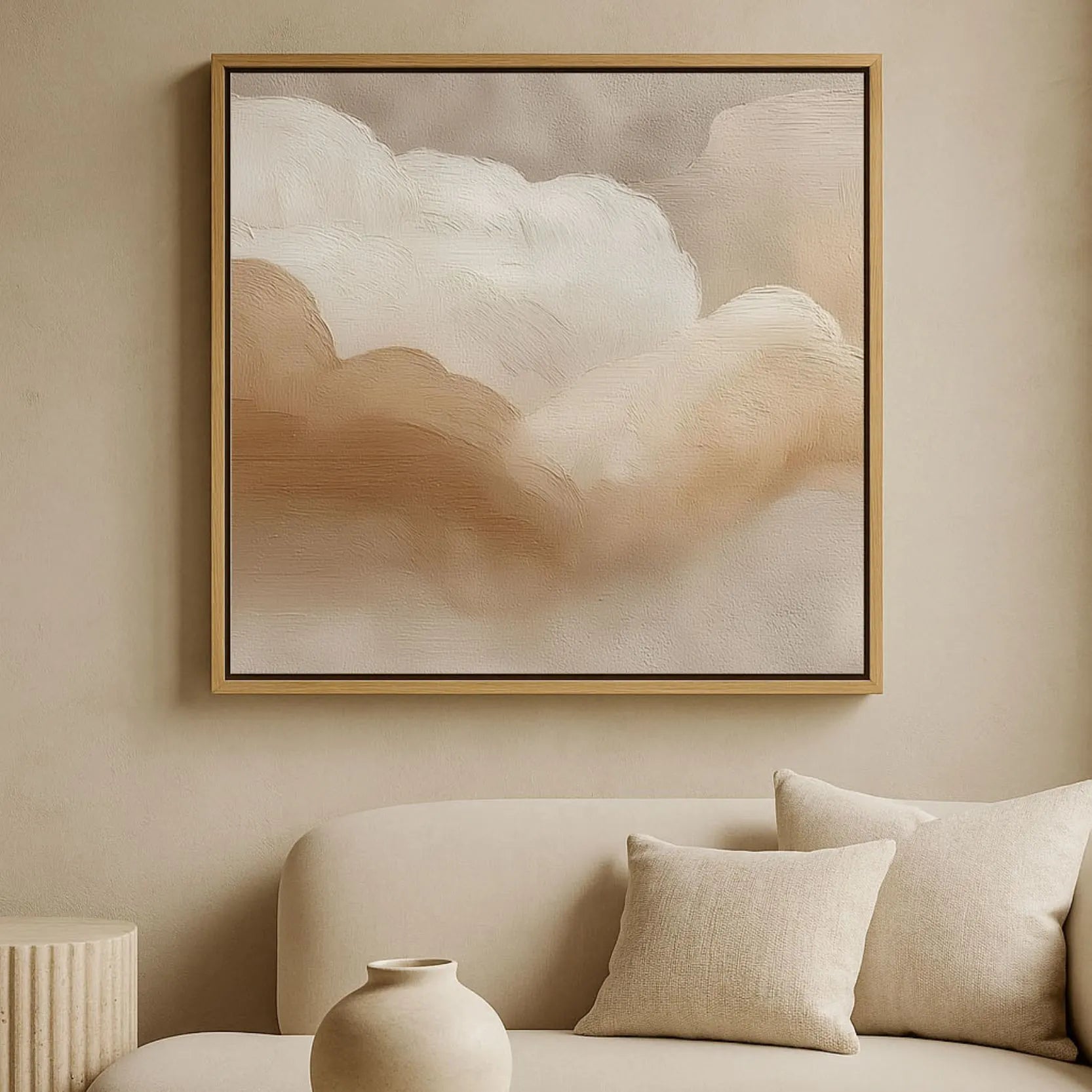 Lienzo enmarcado – Nubes beige
