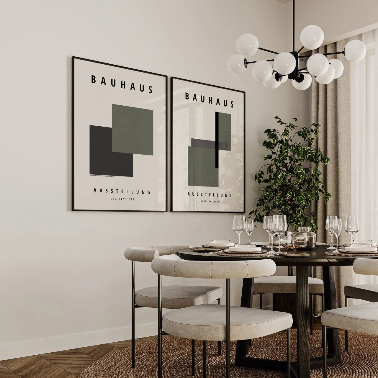 Bauhaus Verde y grafito – Set de 2 pósteres