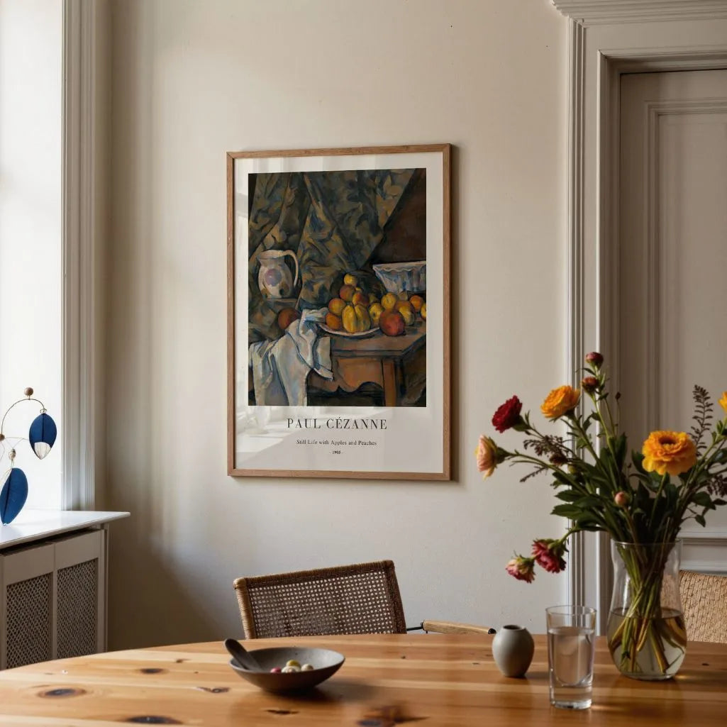 Paul Cézanne – Naturaleza muerta con manzanas y melocotones Póster