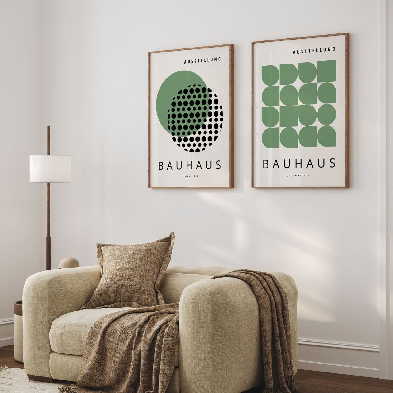 Bauhaus Geometría verde – Set de 2 pósteres