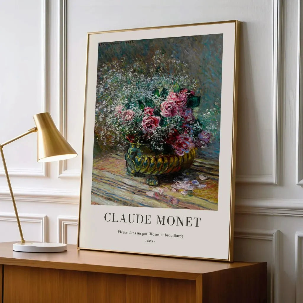 Claude Monet – Rosas en un jarrón Póster