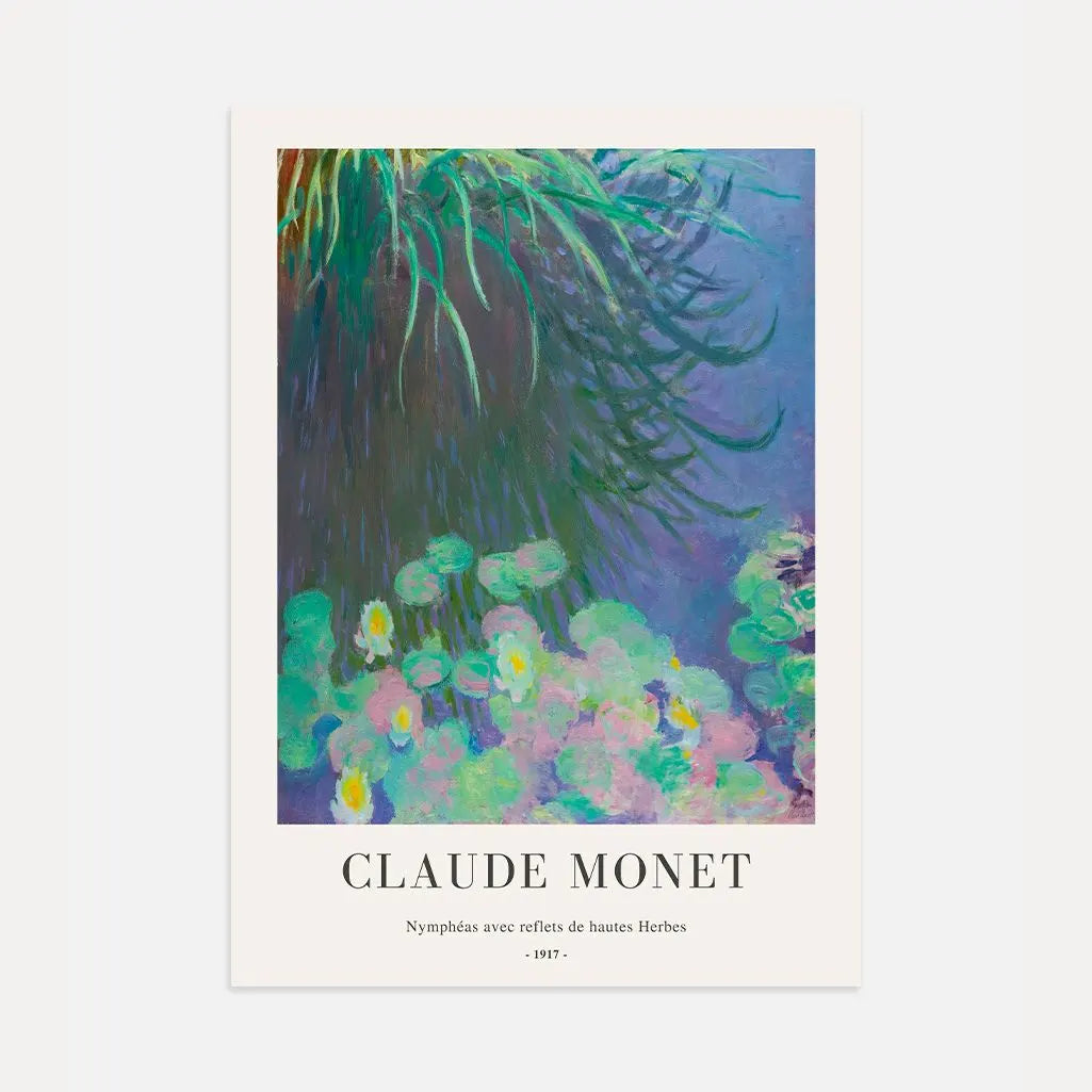 Claude Monet – Nenúfares con reflejos de hierbas altas Póster