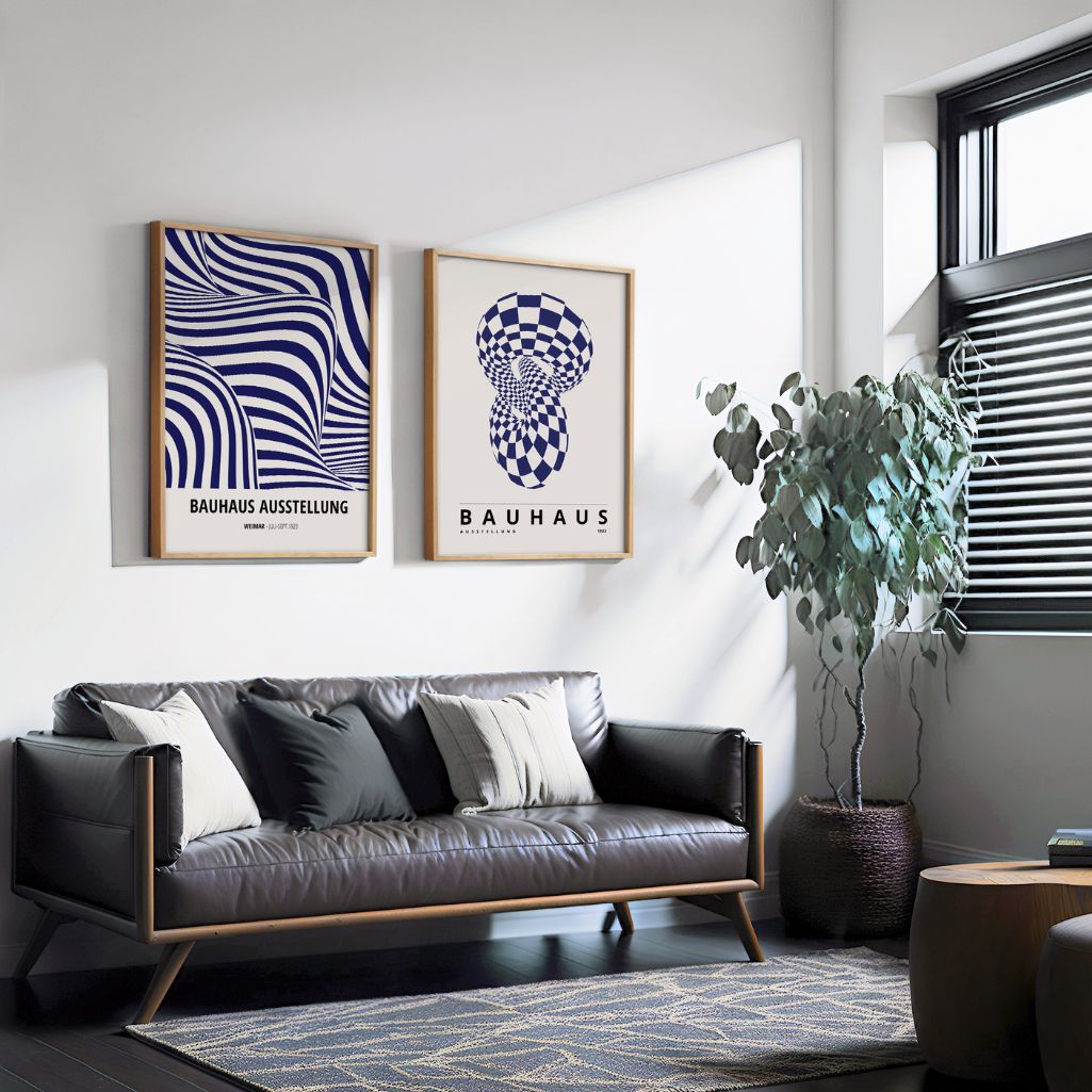 Bauhaus Ilusión Azul Marino – Set De 2 Pósteres