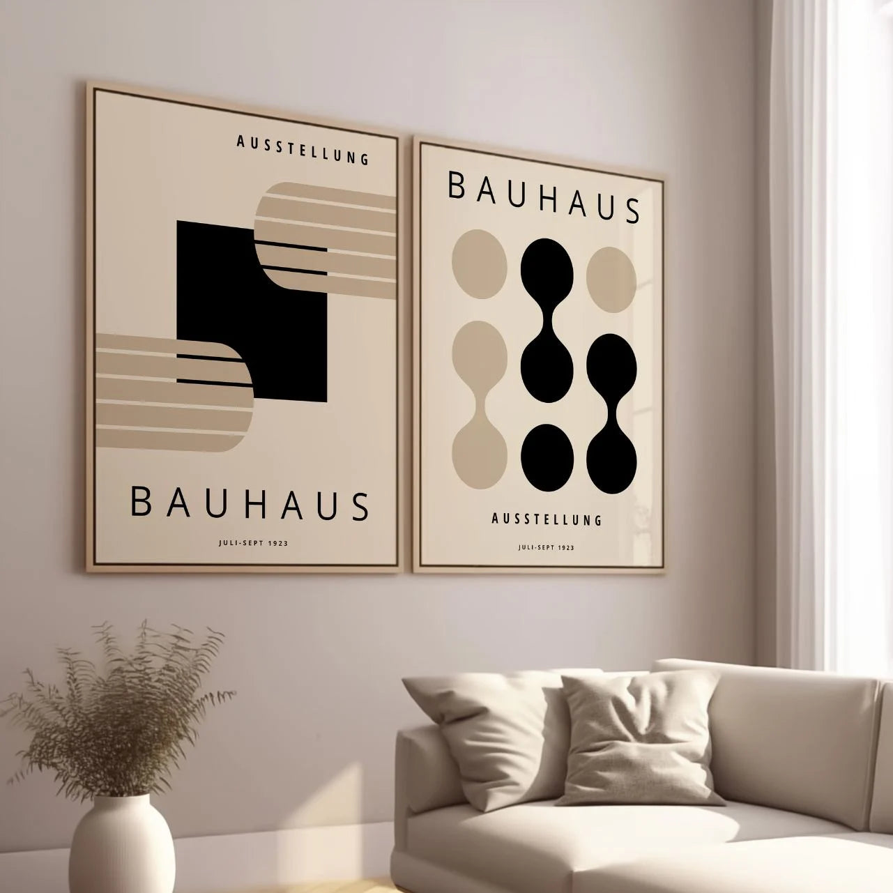 Bauhaus Geometría Beige – Set de 2 pósteres