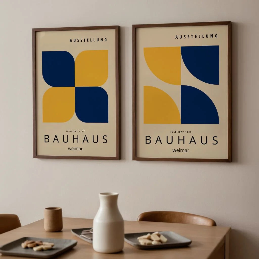 Bauhaus Azul Marino Amarillo – Set de 2 pósteres