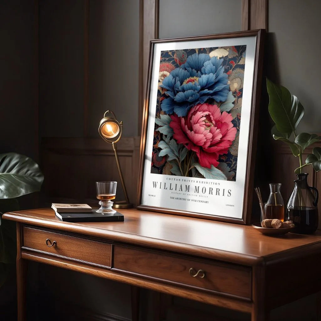 Póster – Flores Azul Marino y Rojas