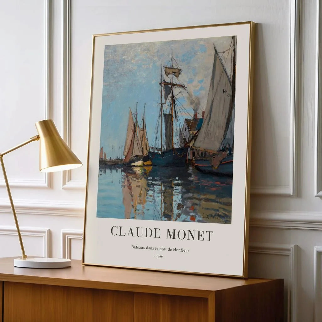 Claude Monet – Barcos en el puerto de Honfleur Póster