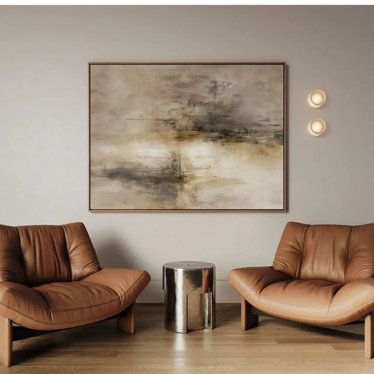 Lienzo enmarcado Beige Materia