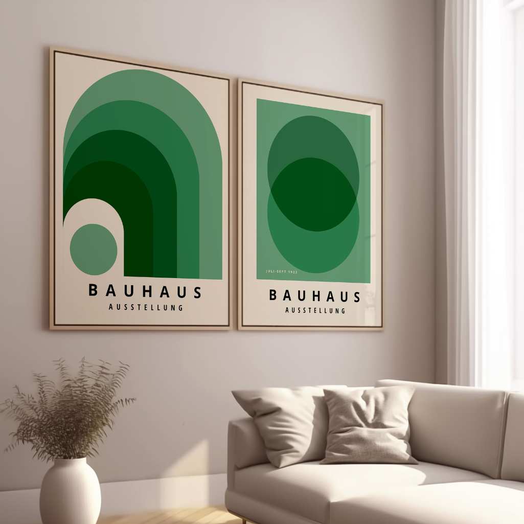 Bauhaus Verde Armonía – Set de 2 pósteres