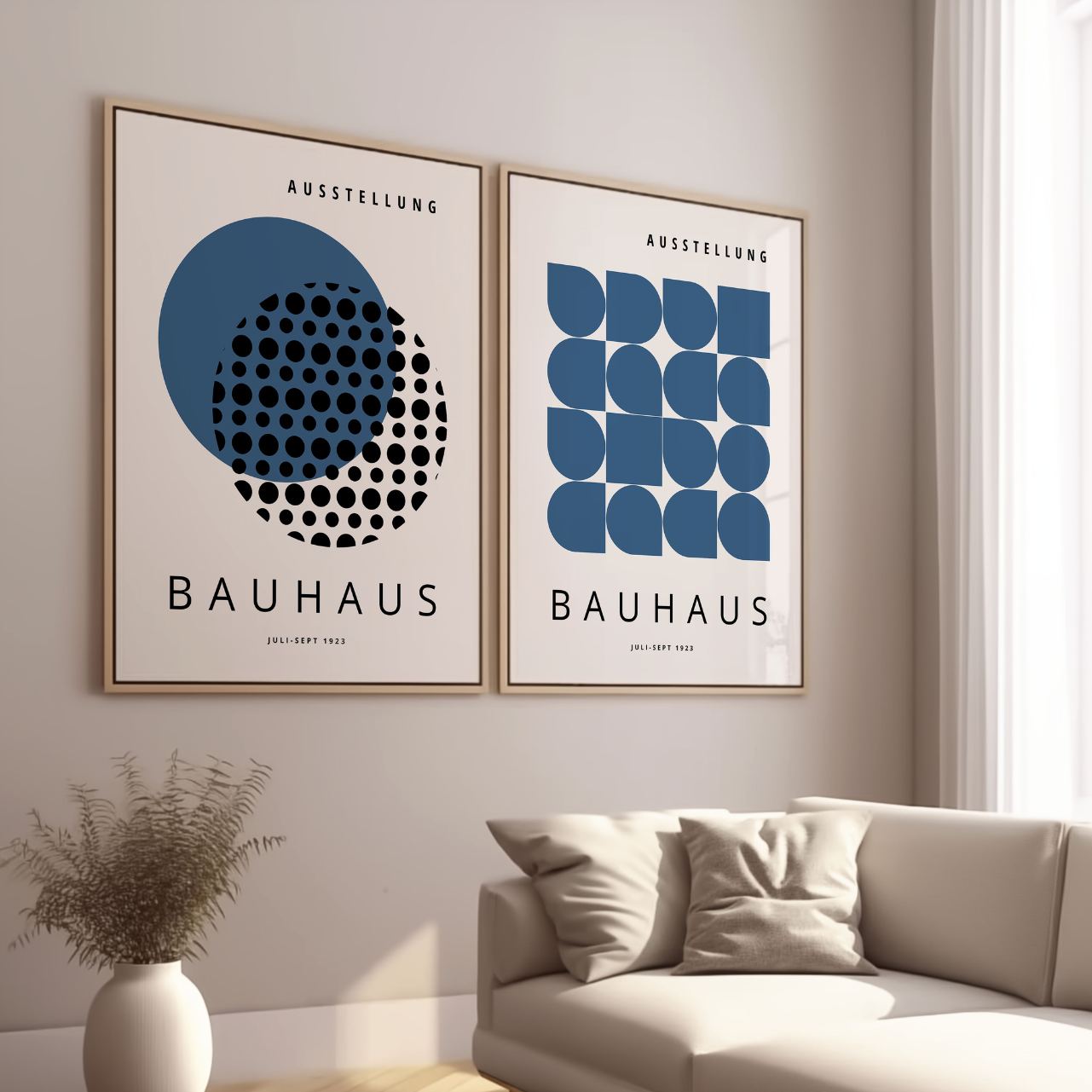 Bauhaus Minimal Azul marino – Set de 2 pósteres