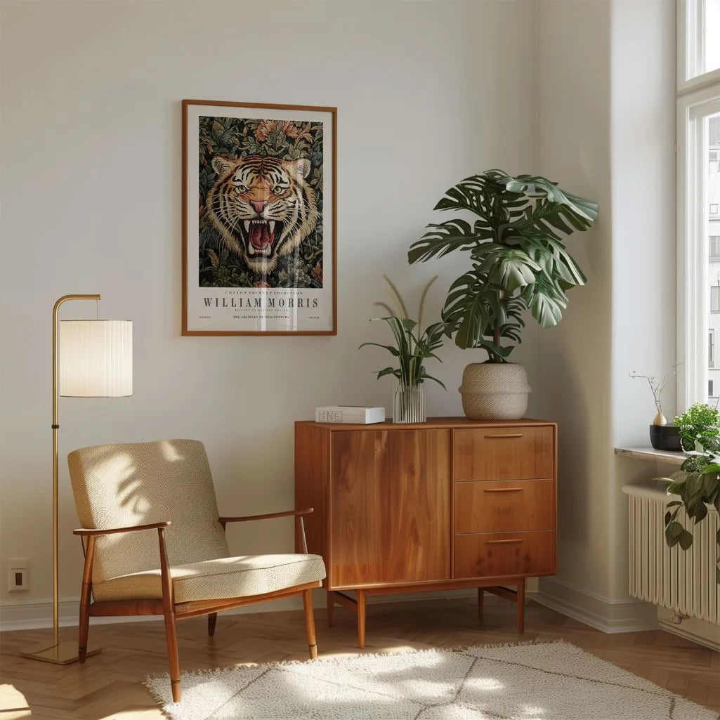 Póster – Tigre sobre Fondo Floral