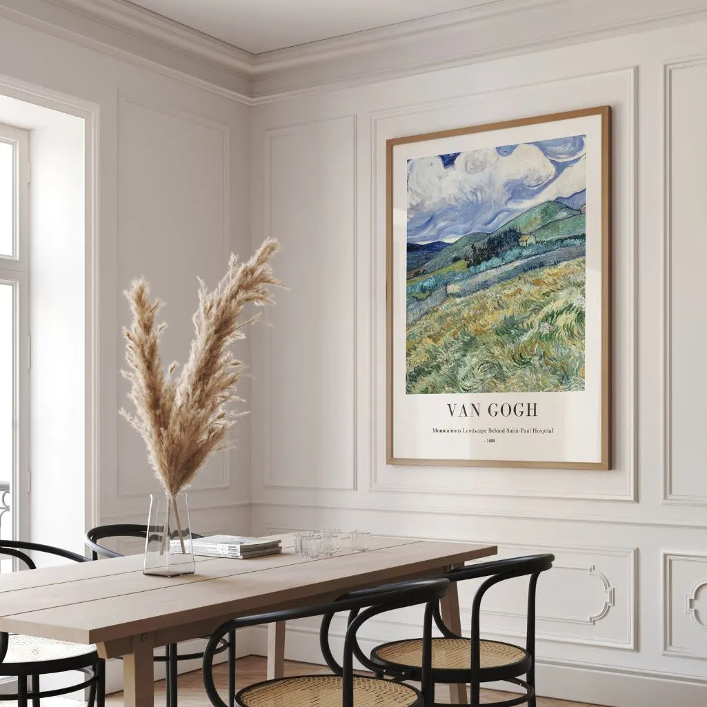 Póster Vincent van Gogh – Paisaje montañoso detrás del hospital Saint-Paul