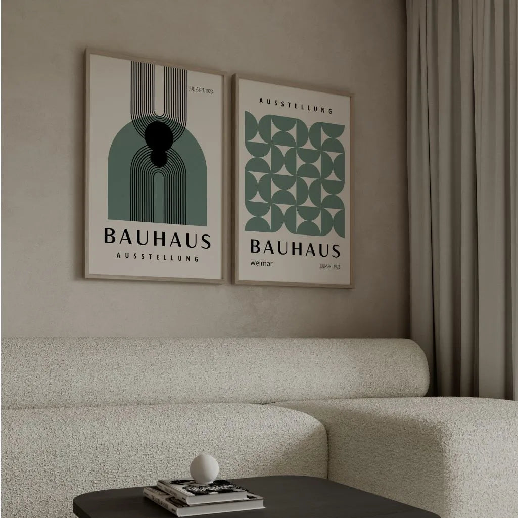 Bauhaus abstractas Verde – Set de 2 pósteres