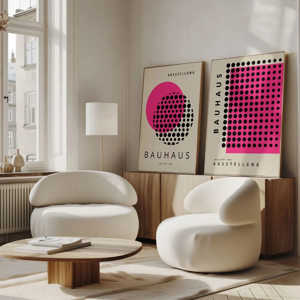 Dúo Bauhaus Rosa Negro – Set de 2 pósteres