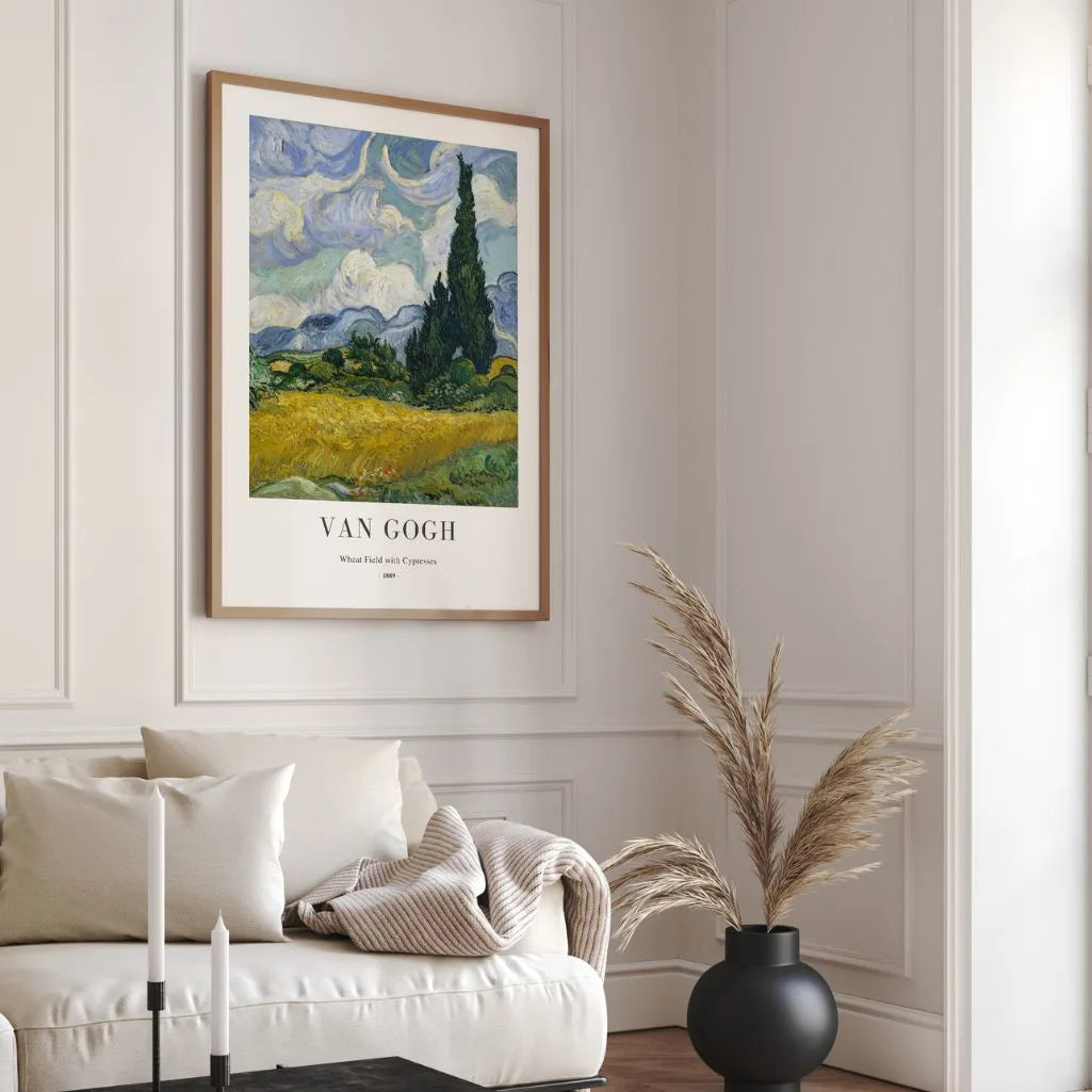 Póster Vincent van Gogh – Campo de trigo con cipreses