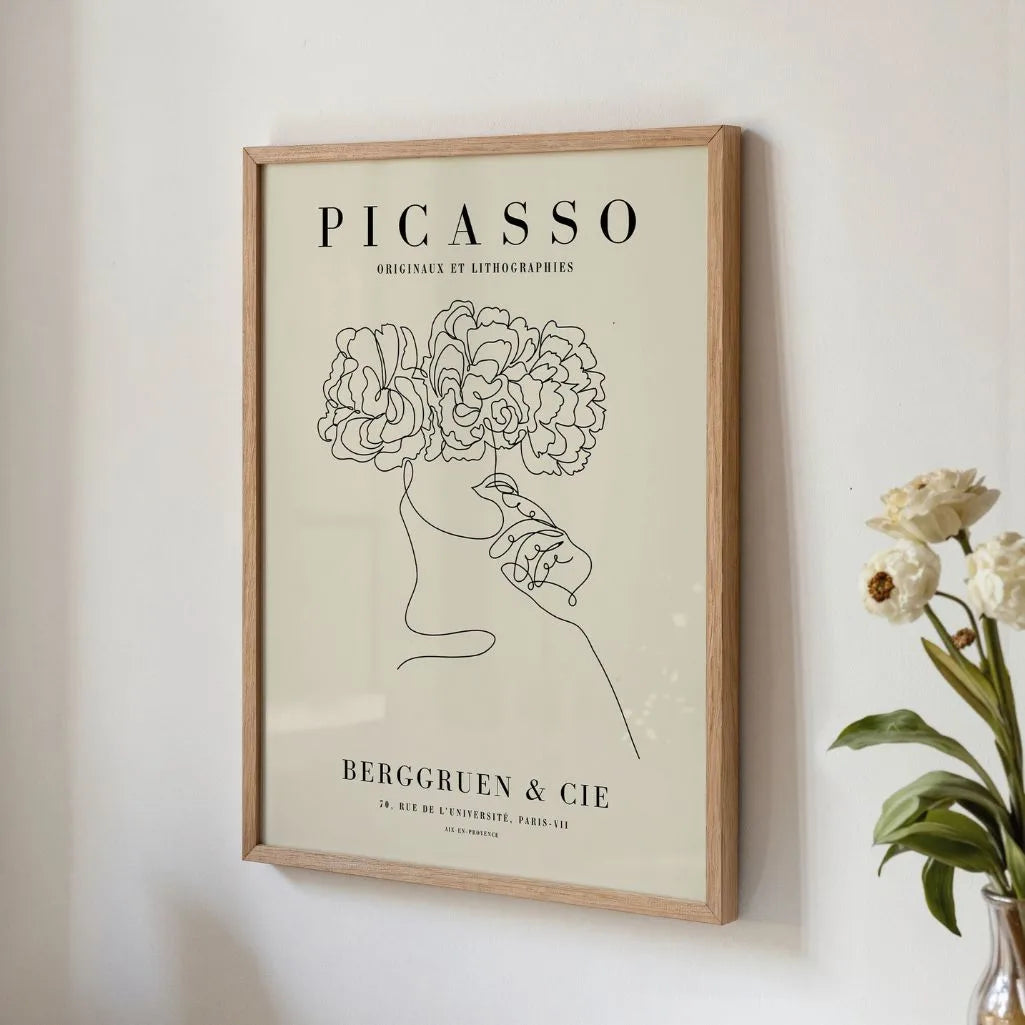 Póster inspirado en Pablo Picasso – Flores lineales