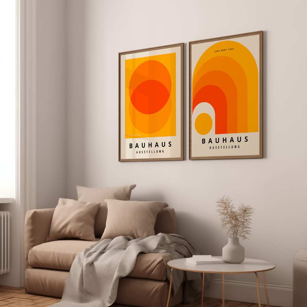 Bauhaus Naranja Geometría – Set de 2 pósteres