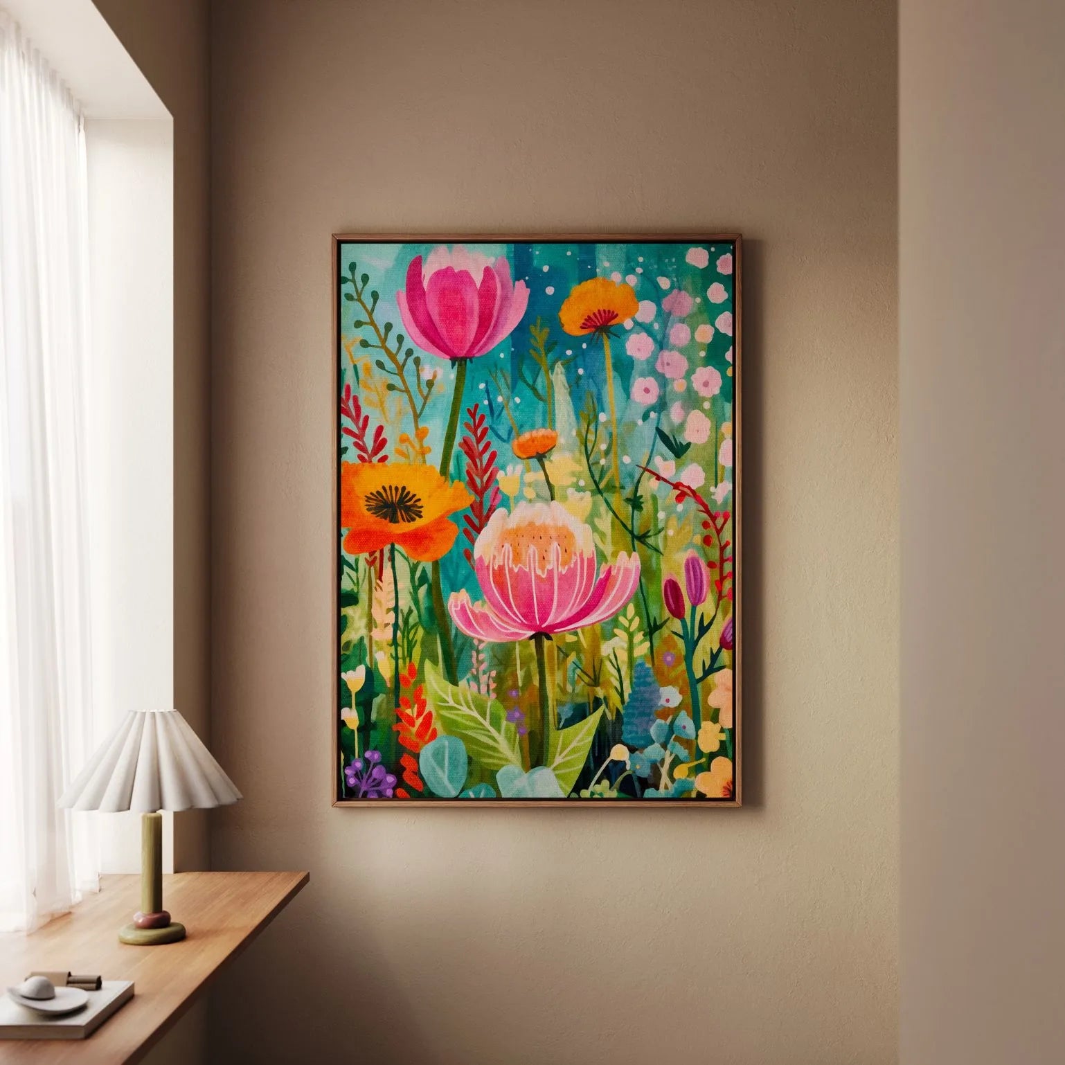 Lienzo enmarcado – Danza floral