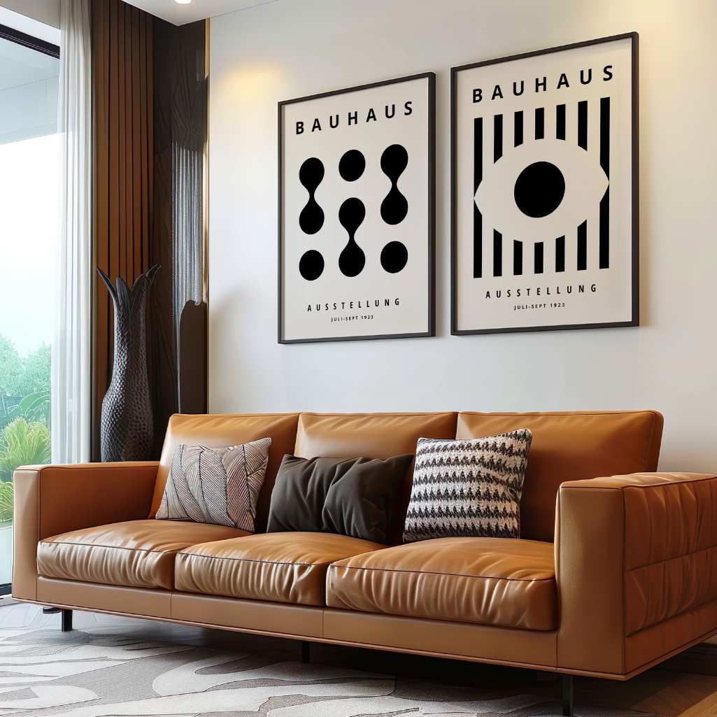 Bauhaus Negro Beige Contraste – Set de 2 pósteres