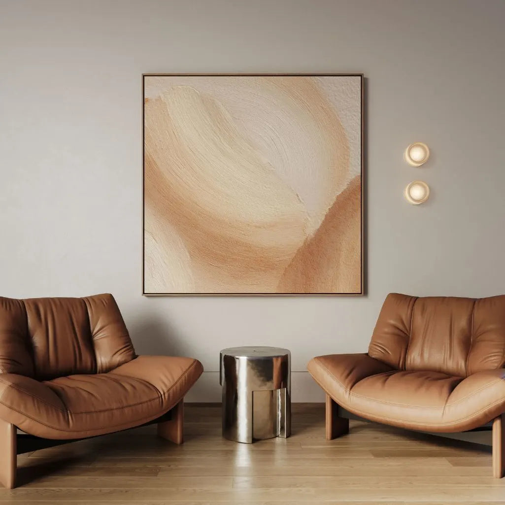 Lienzo enmarcado – Olas beige