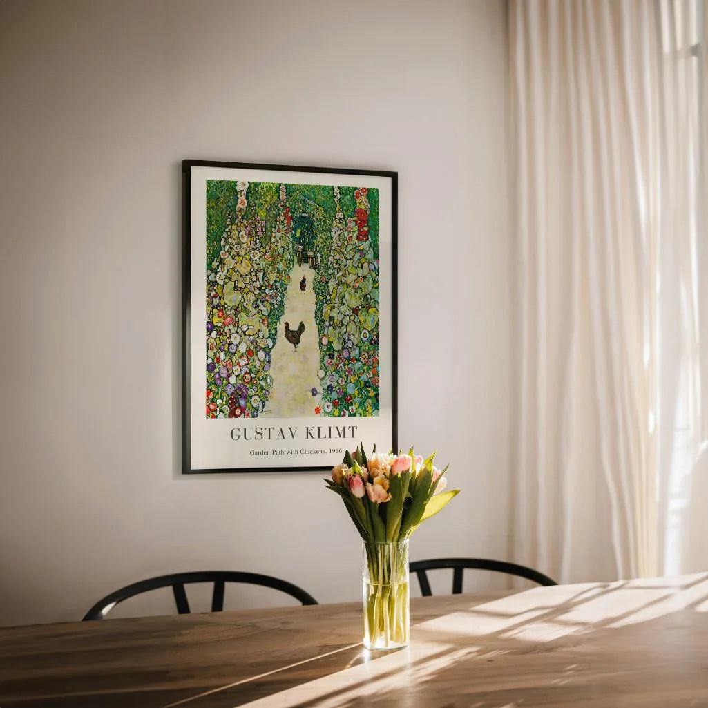Gustav Klimt – Sendero de jardín con gallinas Póster