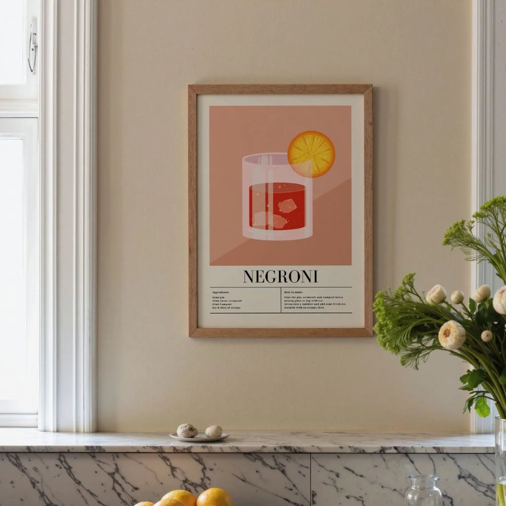 Póster Vaso Cocktail Negroni
