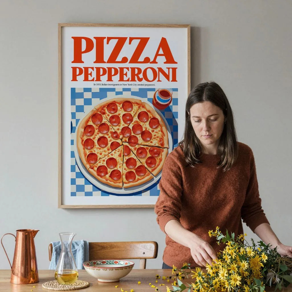 Póster Ilustración Pizza Pepperoni
