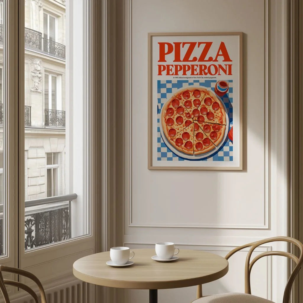 Póster Ilustración Pizza Pepperoni