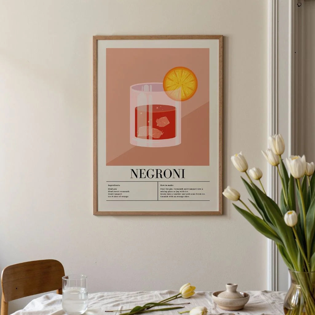 Póster Vaso Cocktail Negroni
