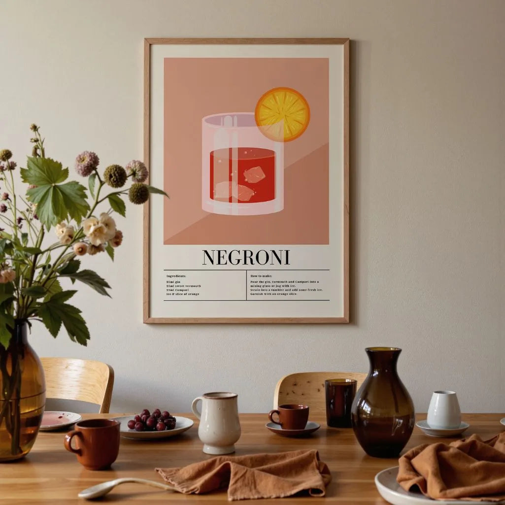 Póster Vaso Cocktail Negroni