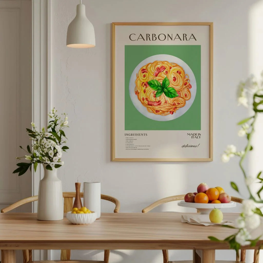 Póster Ilustración Pasta Carbonara