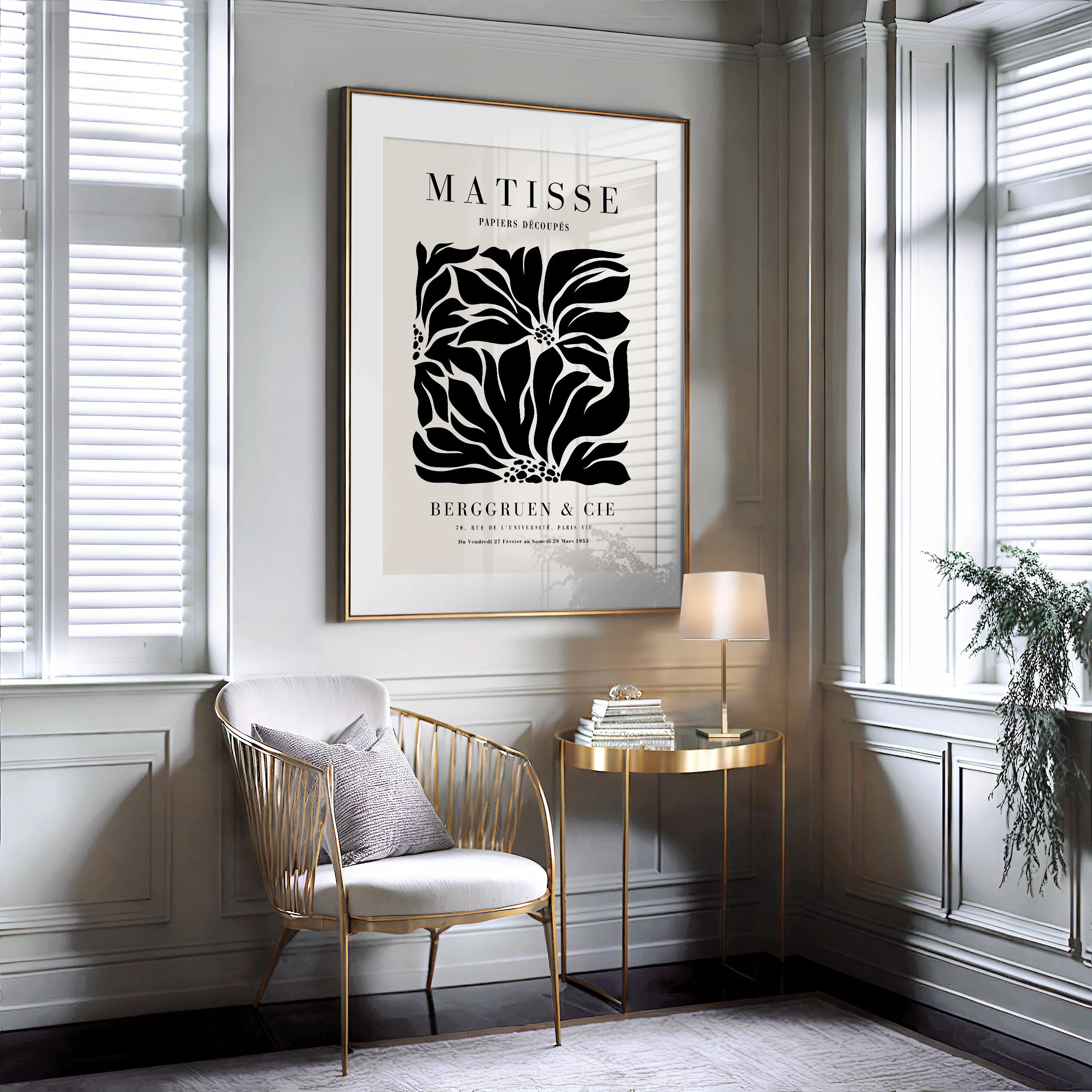 Henri Matisse – Póster Flores Negras Beige