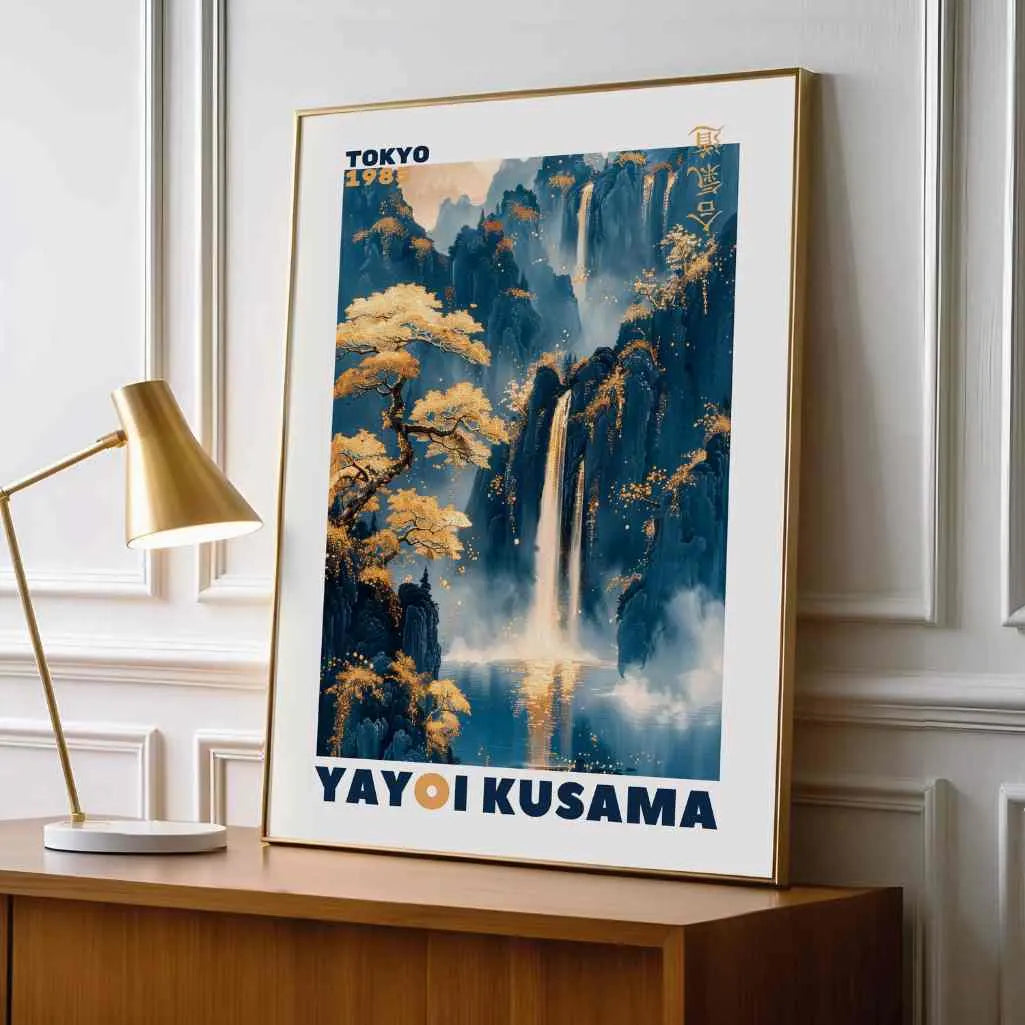 Yayoi Kusama – Póster Cascada Dorada de Montaña