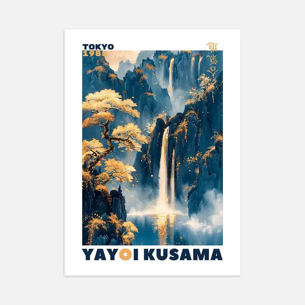Yayoi Kusama – Póster Cascada Dorada de Montaña