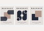bauhaus poster set of 3 with beige and black abstract planes and geometric forms