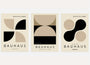 bauhaus poster set of 3 with black and beige abstract planes half circles and negative space
