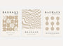 bauhaus poster set of 3 with beige abstract modules rounded shapes and flowing lines