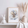bear in basket balloons poster kids bedroom wall art