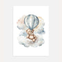 bear on cloud blue balloon poster kids wall art